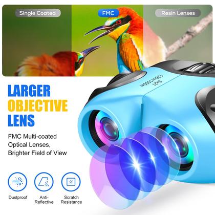 Imagem de Binóculos LET'S GO! para crianças de 3 a 12 anos com ampliação de 8x