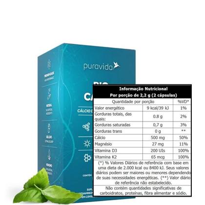 Imagem de Bio Cálcio Marinho + Vitamina D3 K2 60caps Puravida