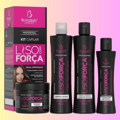Imagem de Bio Instinto Liso com Força - Kit para Cabelos Lisos e Enfraquecidos (4 Produtos)