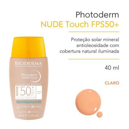 Imagem de Bioderma Photoderm Nude Touch Protetor Solar Facial Matte FPS50+ Claro 40ml