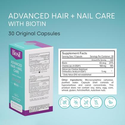 Imagem de Biosil Advanced Hair + Nail Care - Suplemento com 30 Cápsulas