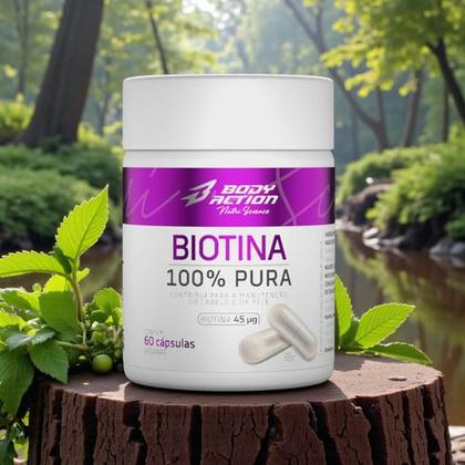 Imagem de Biotina 100% Pura 60 Capsulas Bodyaction Saúde Unhas E Pele