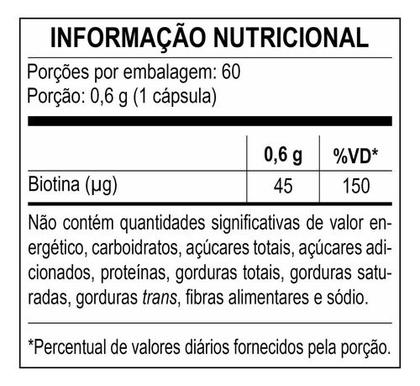 Imagem de Biotina 100% Pura 60 Capsulas Bodyaction Saúde Unhas E Pele