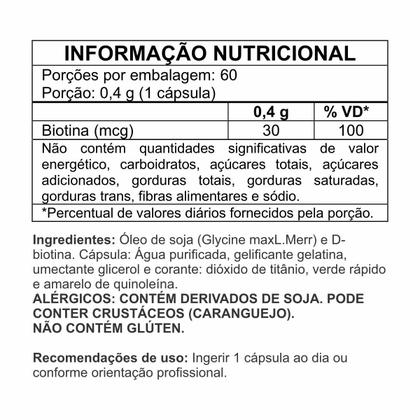 Imagem de Biotina Cabelo e Unhas Vitamina Capilar 60 Capsulas, Sem Sabor, Allfit Nutriton