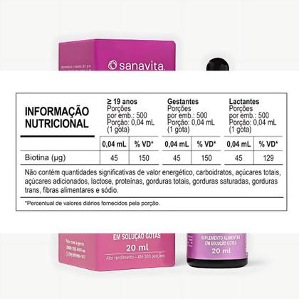 Imagem de BIOTINA GOTAS - FRASCO 20ML - Sanavita