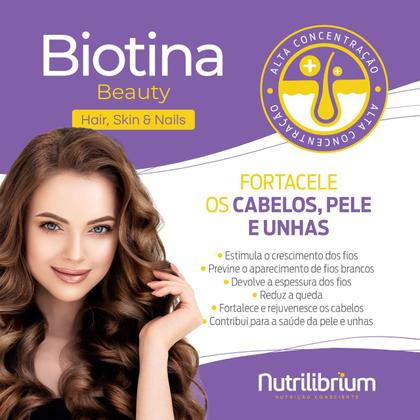 Imagem de Biotina Pura Beauty Cabelo Pele e Unhas 60 Capsulas Nutrilibrium