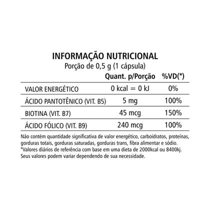 Imagem de Biotina Suplemento Alimentar Rico Acido Fólico Vitamina Saúde Cabelos e Unhas Natunéctar Original Pote 60 Capsulas