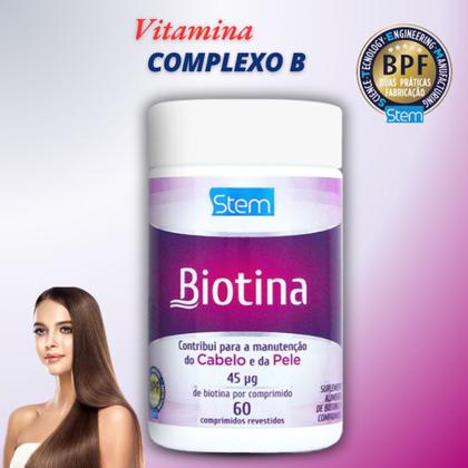 Imagem de Biotina vitamina B7 cabelo pele e unhas 60 comprimidos - Stem Pharmaceutical