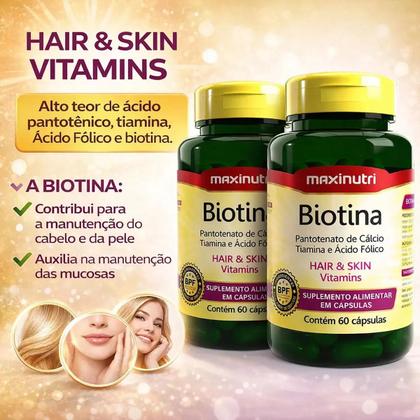 Imagem de Biotina Vitamina B7 Cabelos Pele E Unhas 60 Cáps Maxinutri