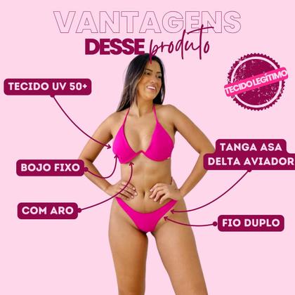 Imagem de Biquíni Aro Inteiro Aviador Asa Delta Lançamento Verão Fio Dental Duplo Praia Bojo Tanga Cortininha