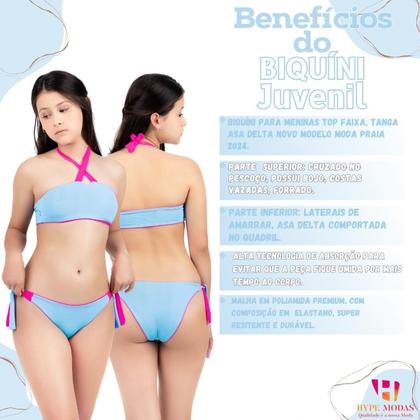 Imagem de Biquíni Bicolor 2 em 1 Infantil Juvenil Com Bojo Faixa Calcinha De Amarrar