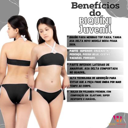 Imagem de Biquíni Bicolor 2 em 1 Infantil Juvenil Com Bojo Faixa Calcinha De Amarrar