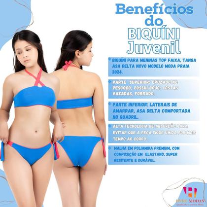 Imagem de Biquíni Bicolor 2 em 1 Infantil Juvenil Com Bojo Faixa Calcinha De Amarrar