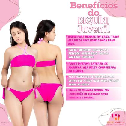 Imagem de Biquíni Bicolor 2 em 1 Infantil Juvenil Com Bojo Faixa Calcinha De Amarrar