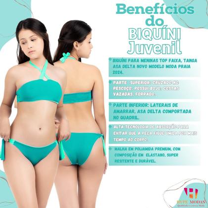 Imagem de Biquíni Bicolor 2 em 1 Infantil Juvenil Com Bojo Faixa Calcinha De Amarrar