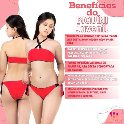 Imagem de Biquíni Bicolor 2 em 1 Infantil Juvenil Com Bojo Faixa Calcinha De Amarrar