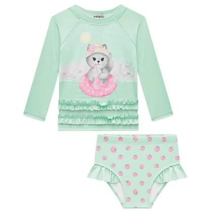 Imagem de Biquini Blusa M/L Bebê Gatinho Malha Dry UV Infanti