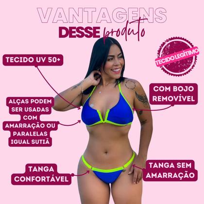 Imagem de Biquíni Bojo Removível Top Neon Biquini Florescente Bloguerinha Fio Duplo Verão