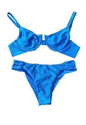 Imagem de Biquíni Canelado Plus Size Sem Bojo  Aro Calcinha Fio Duplo "