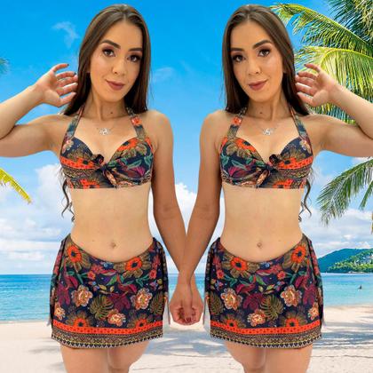 Imagem de Biquíni Com Saia Embutida E Bojo Saída De Praia Verão 2024