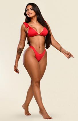 Imagem de Biquíni cortininha com bojo e babados na alça todo forrado