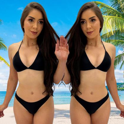 Imagem de Biquíni Cortininha com bojo e calcinha fio duplo verão 2021