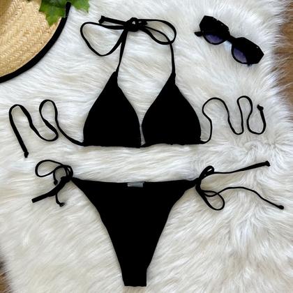Imagem de Biquíni Cortininha Com Bojo Removível Liso Moda Praia