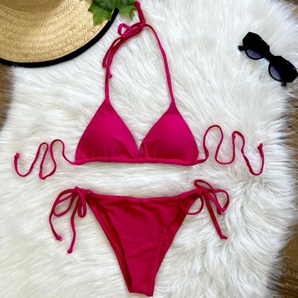 Imagem de Biquíni Cortininha Com Bojo Removível Liso Moda Praia