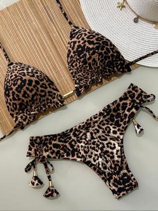 Imagem de Biquini Cortininha Com Calcinha Fio Duplo, Oncinha