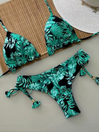 Imagem de Biquini Cortininha Com Calcinha Fio Duplo, Verde Folha