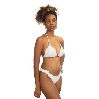Imagem de Biquini Cortininha De Amarrar Liso Fio Duplo Com Bojo Removivel Proteçao UV Moda Praia Verao