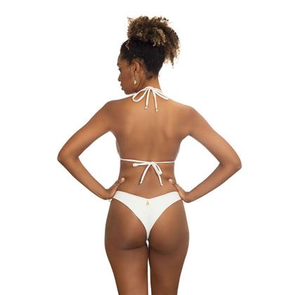 Imagem de Biquini Cortininha De Amarrar Liso Fio Duplo Com Bojo Removivel Proteçao UV Moda Praia Verao