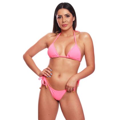 Imagem de Biquini Cortininha De Amarrar Vih Triny Bojo Removível Fio Dental Rosa