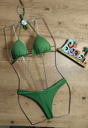 Imagem de Biquíni Cortininha Feminino Com bojo Liso Com Calcinha Asa Delta Fio Dental