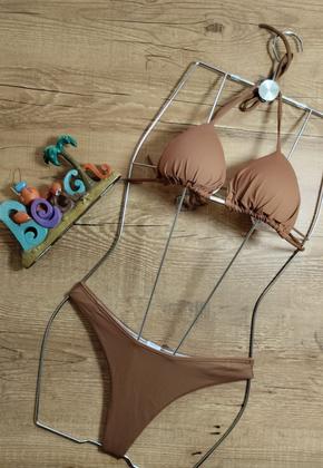 Imagem de Biquíni Cortininha Feminino Com bojo Liso Com Calcinha Asa Delta Fio Dental