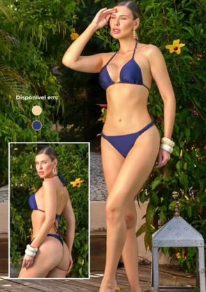 Imagem de Biquini cortininha fio dental marinho sol e agua