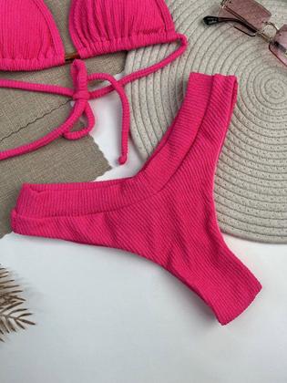 Imagem de Biquíni Cortininha Texturizado Pink Neon Ralu Modas Ref.31662