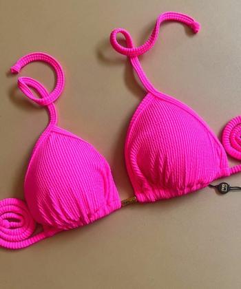 Imagem de Biquíni Cortininha Texturizado Pink Neon Ralu Modas Ref.31662