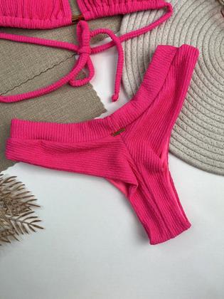 Imagem de Biquíni Cortininha Texturizado Pink Neon Ralu Modas Ref.31662