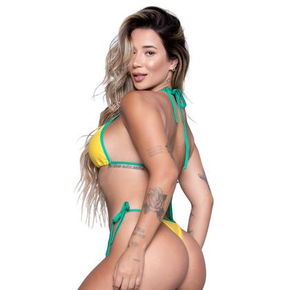 Imagem de Biquíni Cortininha Vekyo Fio Dental Asa Delta Torcida Verde Amarela