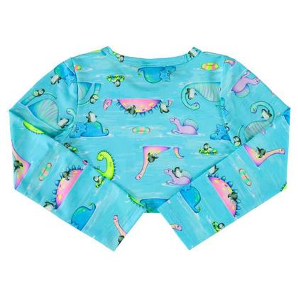 Imagem de Biquíni Cropped Infantil com Proteção UV Azul Dinossauro Quimby