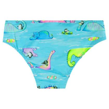 Imagem de Biquíni Cropped Infantil com Proteção UV Azul Dinossauro Quimby