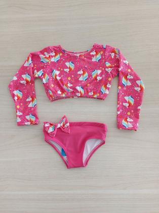 Imagem de Biquíni Cropped Pink Unicórnio Proteção Uv50+ Cód: 455
