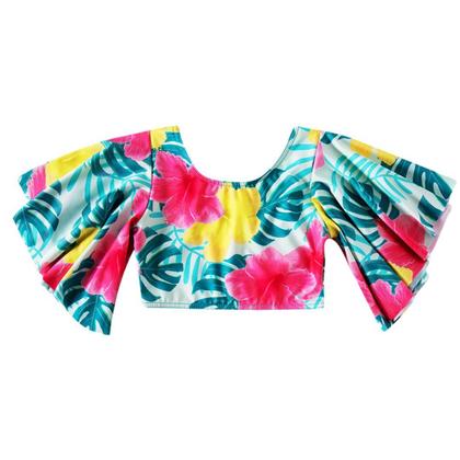 Imagem de Biquíni cropped turquesa floral Tip Top UV50+