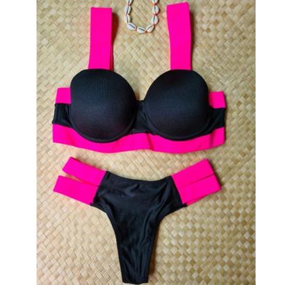 Imagem de Biquini da moda versão blogueira tiras grossas verão levanta bumbum