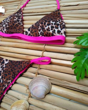 Imagem de Biquíni de Fita Bronzeamento Marquinha Perfeita Ribbon Onça Pink Neon