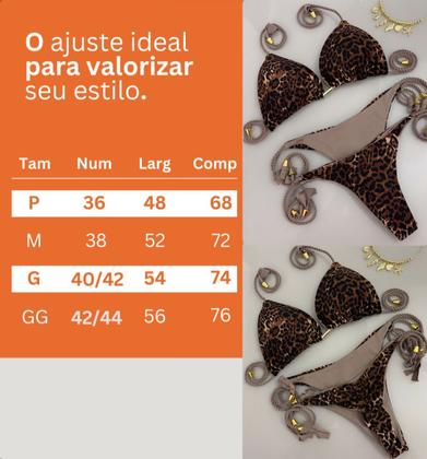 Imagem de Biquíni DS Cortininha Empina Bumbum Calcinha Dupla Face Onça