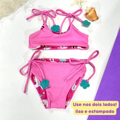 Imagem de Biquíni Dupla Face Infantil Menina Praia Piscina Lacinho
