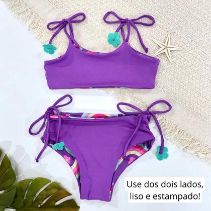 Imagem de Biquíni Dupla Face Infantil Menina Praia Piscina Lacinho