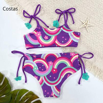 Imagem de Biquíni Dupla Face Infantil Menina Praia Piscina Lacinho